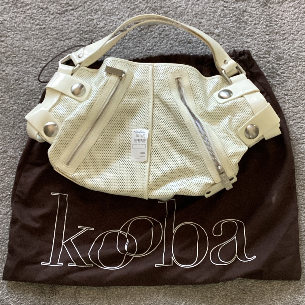 Kooba White Perforated Leather Shoulder Hobo